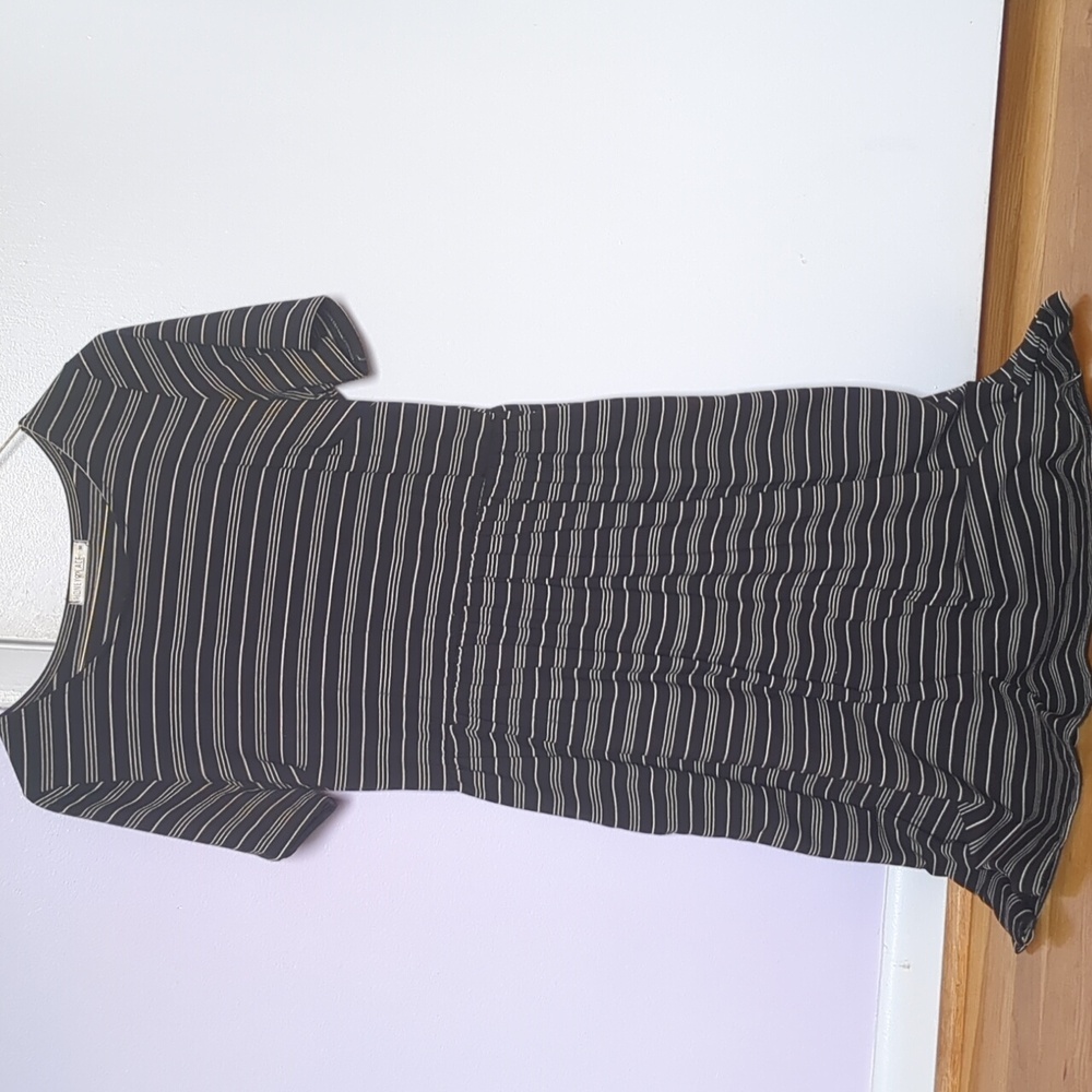 Chic Black and White Striped Midi Dress